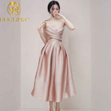 Woman Strapless Dress Crossing Spaghetti Strap High Waist Elegant Fashion Dresses Formal Style 2022 New