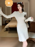 Zingj Korean Version Slim And Slim Knitted Dress Women's Autumn And Winter 2024 New Style Bottomed Sweater Skirt Short