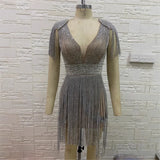 High Luxury Super Flash Water Drill So Sexy V-Neck Short Dress Ge-Dequet Party Party Party Dress Performance