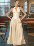 Light-Cooked Windy Sexy V-Neck Hanging Neck Dress Dress 2025 New Niche Girded Lanky Dress