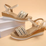 Zingj Wedge Sandals Women 2024 Summer New Platform One-Line Buckle To Wear Roman Beach