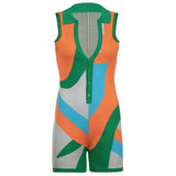 Women Skinny Playsuits Plaid Long Sleeve Button Up Shorts Jumpsuits 2022 Summer Sexy Night Club Party One Piece