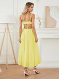 Ruched Tie-Up Strappy Maxi Dress-Outfit