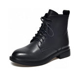 Zingj Leather Boots Martin Boots 2023 Winter Wharf Cowhide Comfortable Flat-Soled Short Boots Black Cotton
