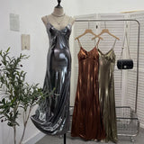 Picts Hottie Liquid Metallic Sling Dress Bag Pupama Long Skirt With Chest Cushion Dress Dress