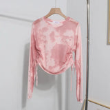 Real Shooting 2024 Summer New Long-Sleeved Short-Sleeved T-Shirt Sun Protection Shirt Thin Perspective Tie-Dye Mesh Hooder