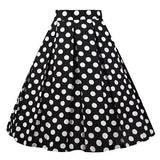 Cotton Women Office Tunic Midi Skirts High Waist Polka Dot Print Kawaii Summer Korean Style Retro Vintage 50s 60s