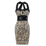 Print Sexy Halter Sheath Dress Polka Dot Vintage Women Summer Backless 50s Pin Up Rockabilly Slim Pencil Bodycon
