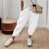 Women Cotton Trousers Pocket Tight Slacks Women's