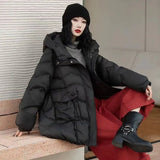 Retro In The Long Down Jacket Female 2024 Winter Fashion Design Sense Hemp Flower Tassel Warm White Duck Down Coat Tide-Outfit