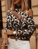 Long-sleeved Chain On Neck Printed Fastener