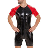 Zingj Men's PVC Bright Leather Onesie Sexy Slim Leather Clothing No Odor Size
