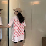 Embroidery Woman Tshirts High Street Harajuku Retro Y2k Top Loose Casual All-match Thin Y2k Aesthetic Clothing