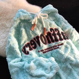 and gentle letter embroidery plus velvet thick lamb wool sweater women autumn and winter loose retro high sense hoodie