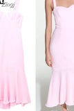 Pink Corset Dress Woman Ruffle Summer Long Dress Women Textured Backless Sexy Dresses Elegant Party Dresses For