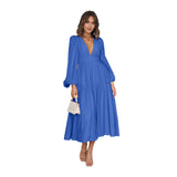 Zingj Autumn And Winter V Collar Waist Show Thin Pleated Long Sleeve Small Fresh Dress Female
