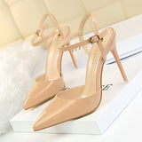 Zingj Simple Thin Heel Ultra High Heel Shallow Pointed Patent Leather Sexy Nightclub Show Thin A Word With Female