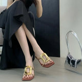 Zingj Buckle 2024 Summer New Fairy One-Line Slipper Open Toe Slope With Sandals Temperament With Skirt Sandals