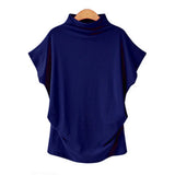 Commute Large Size Women's Half Turtleneck Batwing Sleeve Solid Color Polyester