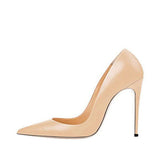 High Heels Women Shoes Pumps 12 cm Stilettos Shoes For Women PU Leather Wedding Shoes brown nude black YG001