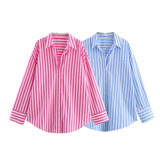 Casual Shirt 2025 Spring And Summer Temperament Long-Sleeved Collar Loose Striped Print Female