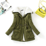 Winter Cotton Coat Women Slim Snow Outwear Medium-long Wadded Jacket Thick Cotton Padded Warm Cotton