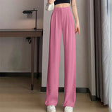 Zingj Pants Female Spring And Autumn 2024 New High Waist Hanging Feeling Loose Straight Leg Hanging Feeling Wide Leg Pants Large Size Pink Casual