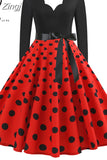 Women Christmas Party Dress Elegant Vinatge Long Sleeve Winter Sundress V Neck New Year Costume Clothing
