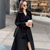 Women's Long-Term 2025 Spring And Autumn New Korean Version Of Large-Size Small Man Popular British Wind Coat Over The Knee