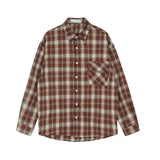 Zingj 2024 New Vintage Plaid Long-Sleeved Shirt Men And Women Wear Hair Shirt Loose Casual Jacket