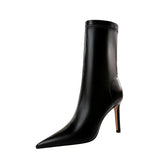 Zingj Winter Fashion Simple Thin Heel High Heel Pointed Head Sexy Nightclub Show Thin Short Boots Women Thin