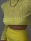2022 Fall Elegant See Through Long Sleeve Mock Neck Women Tops Fashion Streetwear Sexy T-Shirts Tees Slim