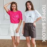 2021 Summer Abstract Character T-shirts Women Cotton Tops Tee Short Sleeve Printing