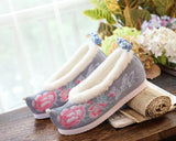 Zingj Shoes Hanfu Shoes Ancient Style Female Embroidered Cloth Shoes Inside The Raised Head Ancient Costume Shoes Cloth Shoes