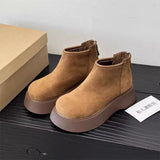 The Simple Non-Slip Cotton Boots Women 2025 Elegant Temperament Simple Solid Color Round Head Snow Boots High