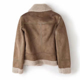 Winter New Women's Double-Sided Fur Integrated Suede Motorcycle Style Jacket Coat