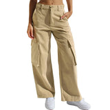 Loose Wide Leg Straight Leg Multi-Pocket Cargo Jeans-Outfit