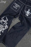 American High Street Retro Men Washed Pants Y2k Harajuku Hip Hop Loose Jeans Couples Casual Joker Straight Wide-leg