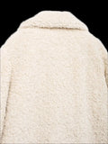 White Faux Fur Effect Turn Down Collar Coat- Outfit