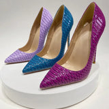 Women super pumps 12cm high heel thin stilettos pointed toe slip on party 10cm 8cm fashion snakelike sexy shoes YG047