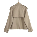 New Collar Double Buckle Loose Short Version Of The Wind Coat Woman