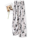 High-End Cotton Pyjamas Ladies Summer Thin Artificial Silk Home Leisure Long Trousers Straight Can Be Worn