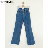 Casual Loose Straight Women Jeans Pants High Waist Pockets Female Floor-length Wide Leg Denim Trousers 2021