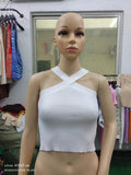 Zingj Cross Hanging Neck Knit Sling Small Vest Bare Back Tight Show Thin Bandage Wipe-Outfit