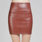 Skirts Women Pencil Skirt Pu Leather High Waist Party Female Sexy Short Woman Bodycon Saias Feminina 20 Candy Colors