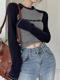 Raglan Contrast Color Slim Long Sleeve Tee- Outfit