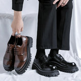 Zingj Shoes Male Hot Style Retro Derby Shoes Advanced Sense Of Niche Design Increased British College Wind Small Leather Shoes