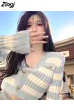 Cardigan Women V-neck Cropped Sexy Lady All-match Casual Ins Trendy Korean Fashion Elegant Gentle Slim Кардиган