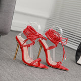 Pointed Cross Strap High Heel Sandals Women Plating High Heel Ring Strap Fashion