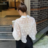 Zingj Gentle Pointed Collar Jacquard Shirt Female Summer Niche Design Sense Loose Casual Versatile Long-Sleeved